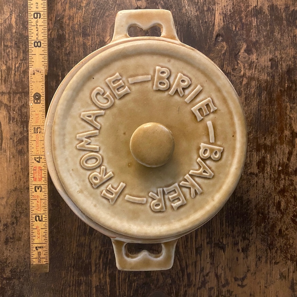 Stoneware Brie Baker with Wooden Spoon